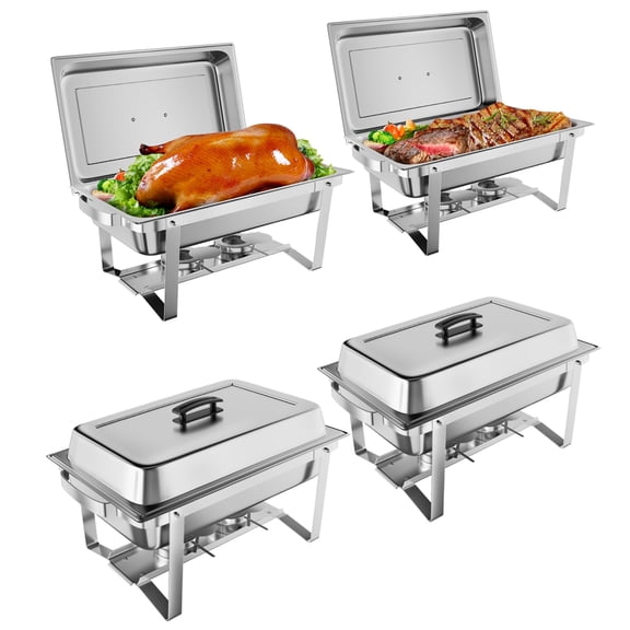 4 Pack Chafing Dishes for Buffet - 9.5QT Stainless Steel Buffet Servers with Lids, Ideal for Catering, Parties, Dinners, & Kitchen Use