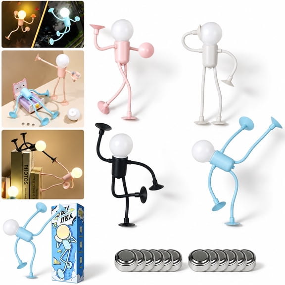 4 Pack Changeable Shape Funny Sportsman Night Light,2026 New Cute DIY Shape Night Lights with Four Surface Grips Warm Glow Cordless Novelty Lighting for Bedroom Office