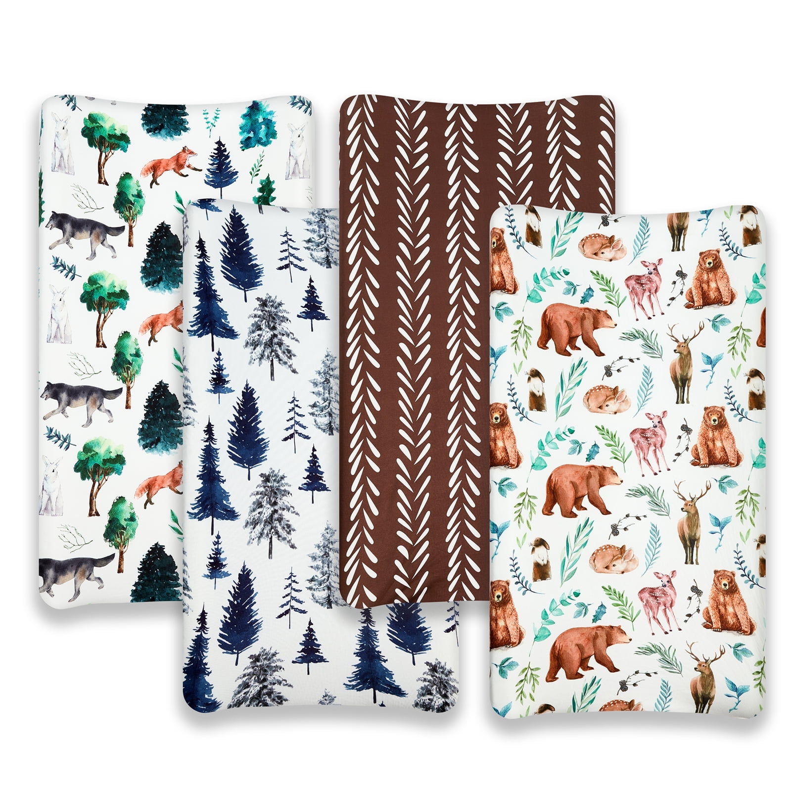 4 Pack Changing Pad Covers Woodland Forest Animals Neutral Fitted Baby Changing Pad Cover Set