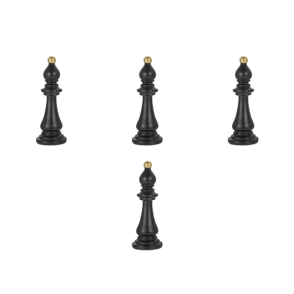 WRISTBIQUE Black Desktop Resin Chess Office Decor Cabinet Decor 4Pcs 4.91X1.57X1.57In