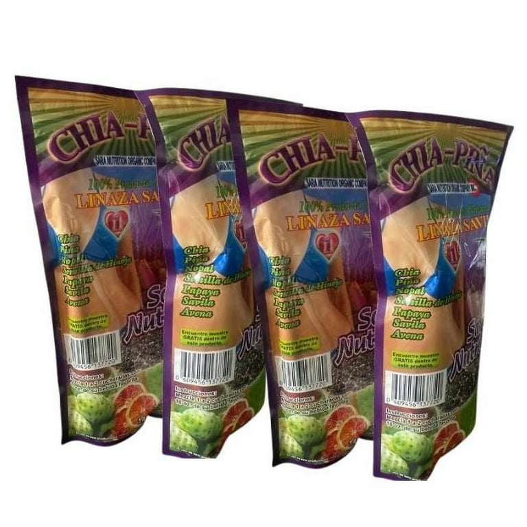 4 -Pack Chia Pineapple Linaza Flax Seed Sara Nutrition Colon