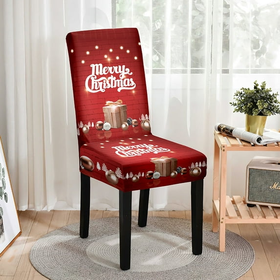 1-Pack Christmas Chair Covers Full Cover High Back, Stretch Spandex Dining Chair Covers with Holiday Patterns, Machine Washable Decorative Covers for Home Party Decor Multicolor