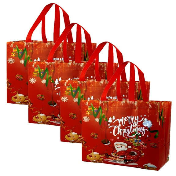 4 Pack Christmas Gift Bags With Handles, Large Non-Woven Tote Bags For Wrapping Xmas Party Favors, Giant Christmas Gift Bags, Sewing Multifunctional Non-Woven Bags For Gifts Wrapping Shopping