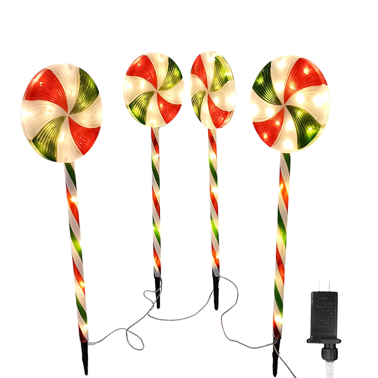 4 Pack Christmas Lights Outdoor, 80LED Lollipop Peppermint Lights
