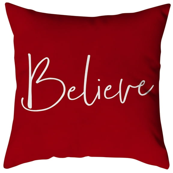 4 Pack Christmas Pillow Covers 18x18 Inch, Red Christmas Cushion Covers with Snowflake Christmas Tree Printed Design, Holiday Throw Pillow Case for Sofa Couch Home Decor