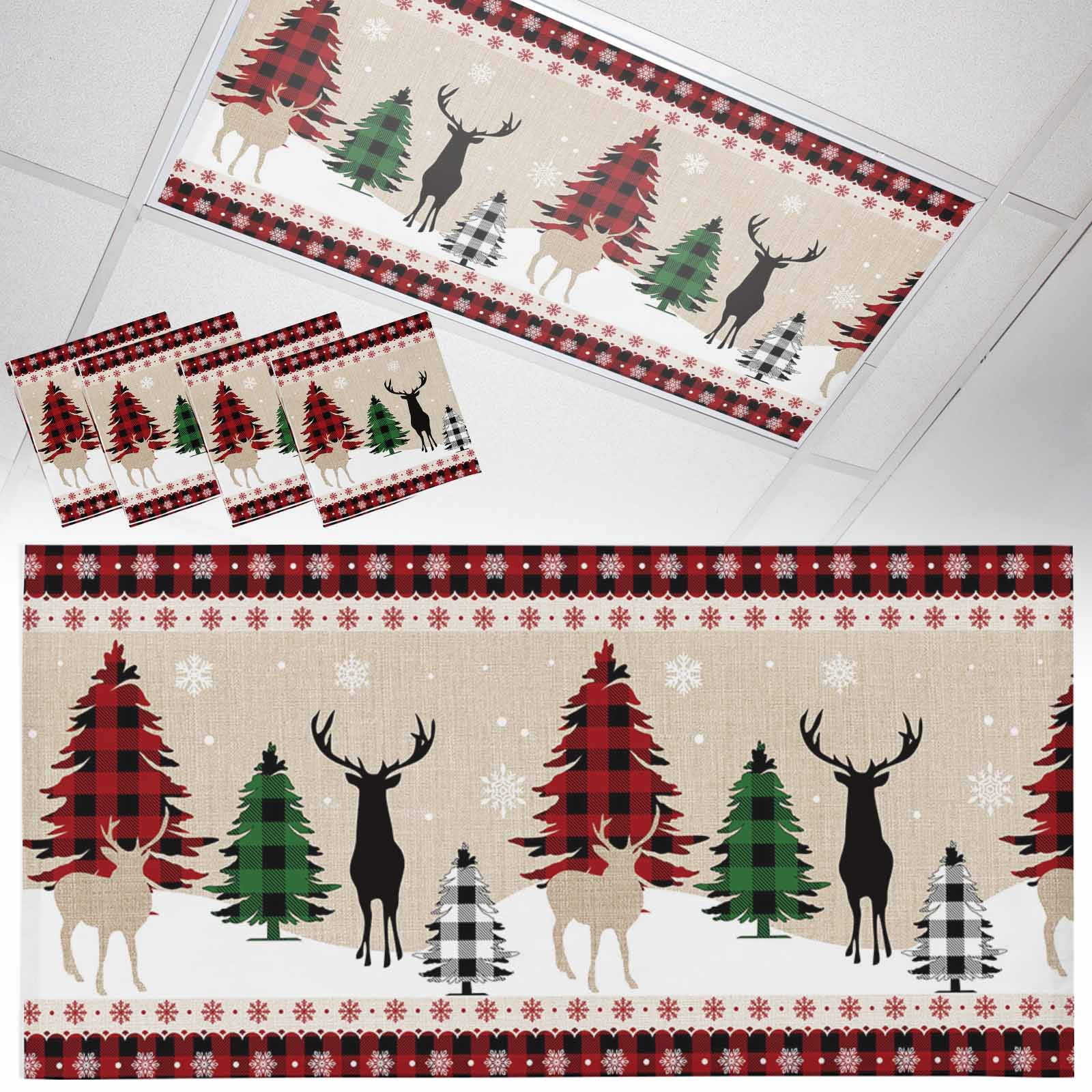 4 Pack Christmas Red Fluorescent Light Covers for Ceiling Lights Black ...