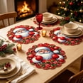 thumbnail image 1 of 4 Pack Christmas Themed Round Placemats,Washable Heat Resistant Table Mats, Holiday Dinner Party Table Decor, 1 of 6