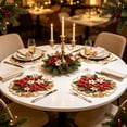 thumbnail image 1 of 4 Pack Christmas Themed Round Placemats,Washable Heat Resistant Table Mats, Holiday Dinner Party Table Decor, 1 of 6