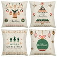 thumbnail image 1 of 4 Pack Christmas Throw Pillow Covers 18 x 18 Inch, Reindeer Christmas Decorations Cotton Linen Cushion Covers Throw Pillow Cases, 1 of 5