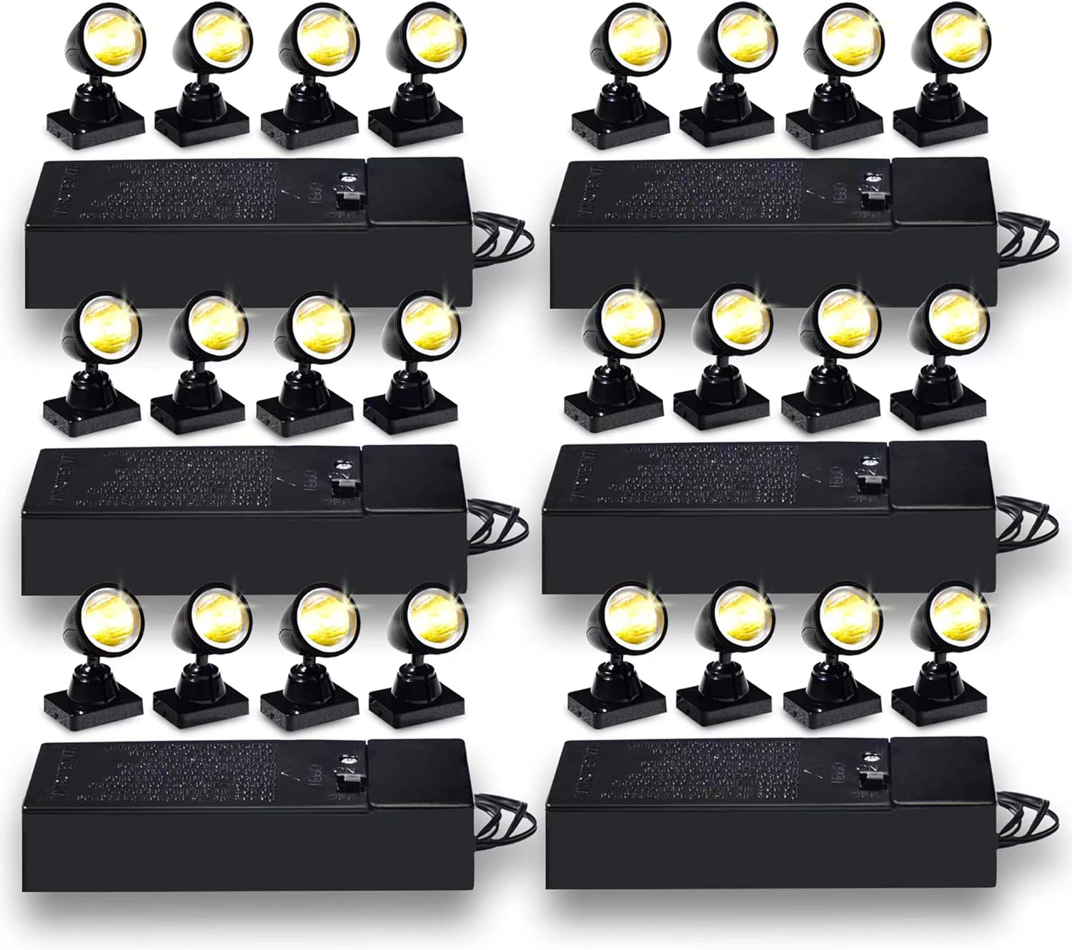 4Pack Christmas Village Mini Spotlights, 360° Rotatable LED Uplights & Downlights for Indoor