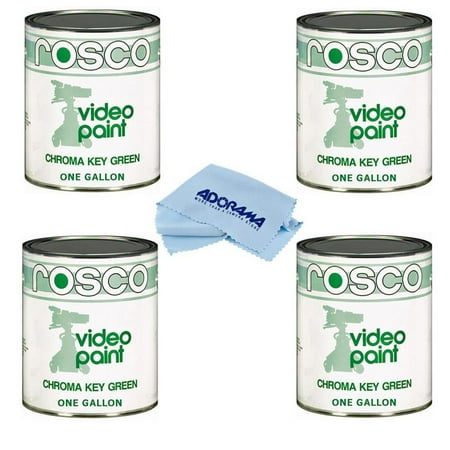 Rosco 4 Pack Chroma Key Matte Green Paint Gallon - With Microfiber Cleaning Cloth,