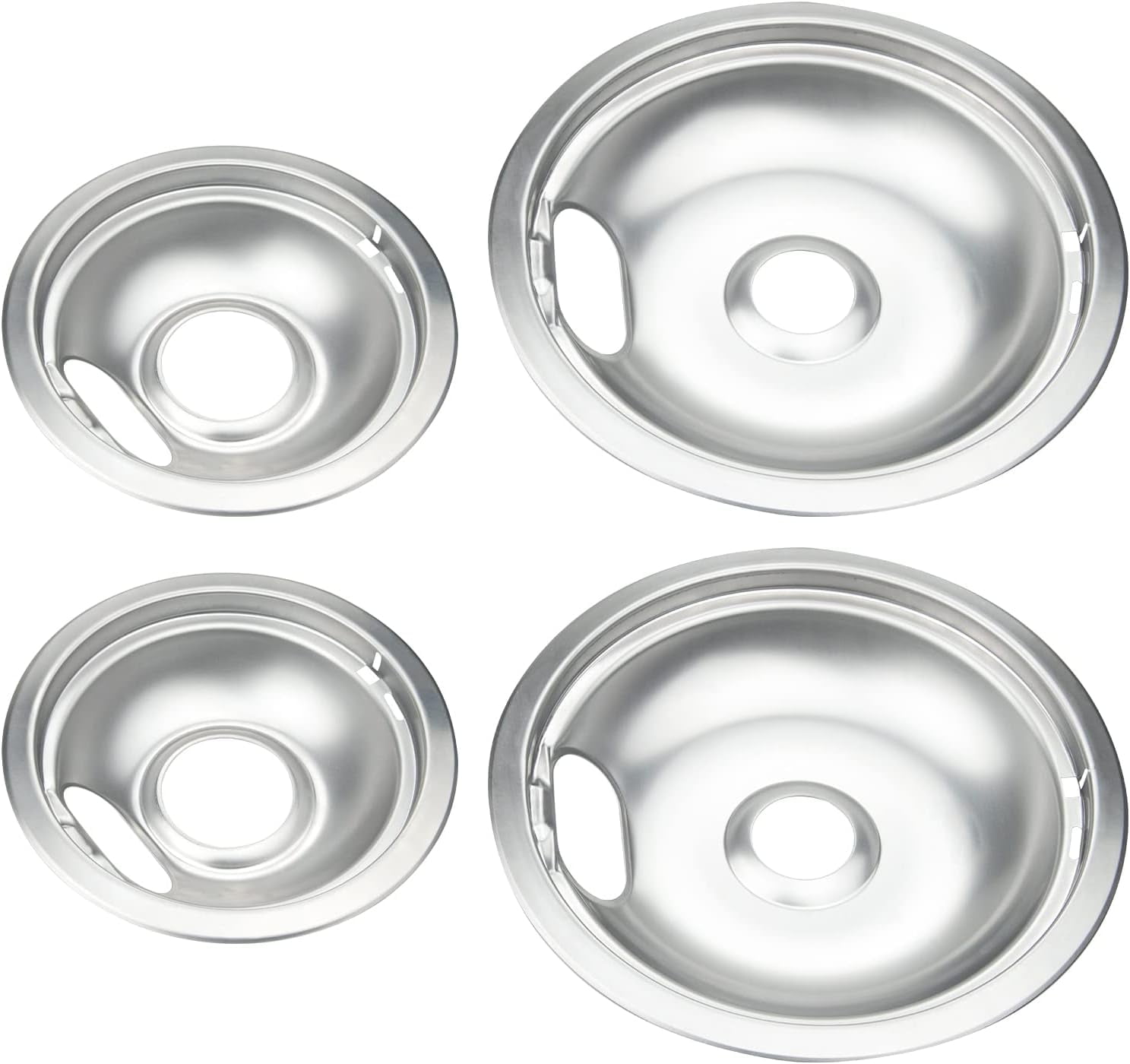 4 Pack Chrome Drip Pans, Compatible with Whirpool Kenmore Frigirate