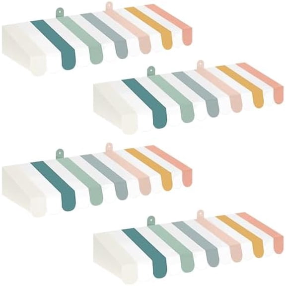 4 Pack Circus Awning Decoration 3D Stripe Cardboard Awning Carnival Wall Decor Circus Party Favors for Lemonade Stand Bakery Ice Cream Truck Bulletin Board(Morandi Color,Boho Style)