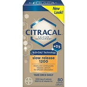 4 Pack - Citracal with Calcium D Slow Release 1200, 80 Coated Caplets Each