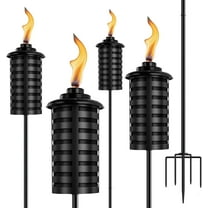 4 Pack Citronella Torches for Outside, 16 Oz Outdoor Garden Torch with 5-Prong Grounded Stake, 59 Inch Metal Torch for Home Décor, Outside Torches for Backyard, Garden, Patio