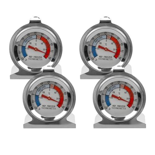 4-Pack Classic Series Large Dial Refrigerator Freezer Thermometer - Temperature Gauge for Fridge,Freezer,Cooler.