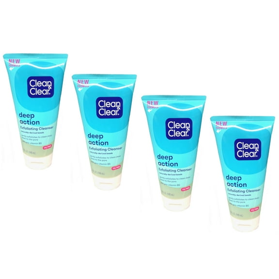 4 Pack - Clean & Clear Deep Action Exfoliating Cleanser, 5 Oz.