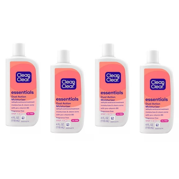 4 Pack - Clean & Clear Dual Action Moisturizer Oil-Free 4 oz Each
