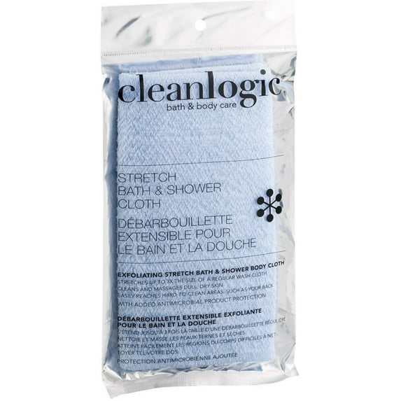 4 Pack - Clean Logic Stretch Bath & Shower Cloth, Colors May Vary 1 ea