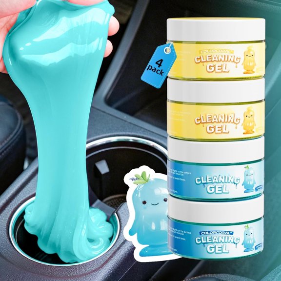 4 Pack Cleaning Gel Auto Slime Cleaner Dust Cleansing Gels, Interior Cleaning Care Putty,Keyboard Cleaner for Vent, Corners, Crevice,Office Desktops Debris