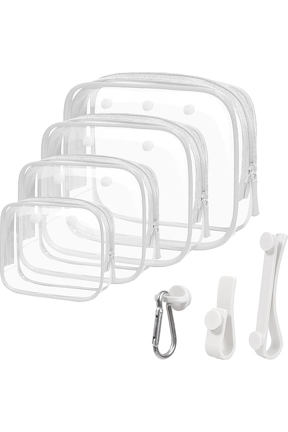 4 Pack Clear Bogg Beach Makup Bag Accessories with 3 Pack Insert Hooks for Bogg Bags, Clear Bogg Makeup Pouches Phone Holder for Bogg Bags Divider Storage Inner Compatible Pouch Travel Cosmetic Bag