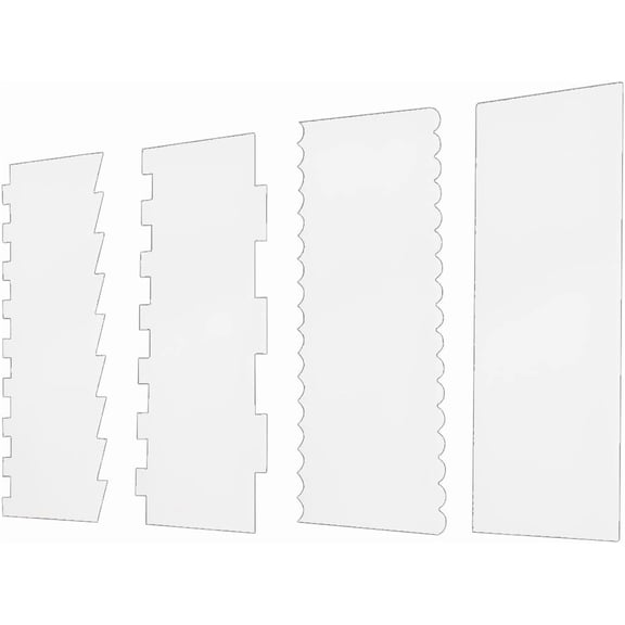 4 Pack Clear Cake Combs, Clear Acrylic Cake Smoother Scraper, Clear Acrylic Cake Scraper, Large Clear Acrylic Cake Scraper, Acrylic Cake Scraper Set, Clear Acrylic Cake Scraper Cake Decorating