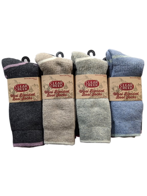 4-Pack Clear Creek Wool Blended Boot Socks Women's Shoe Size 5-9