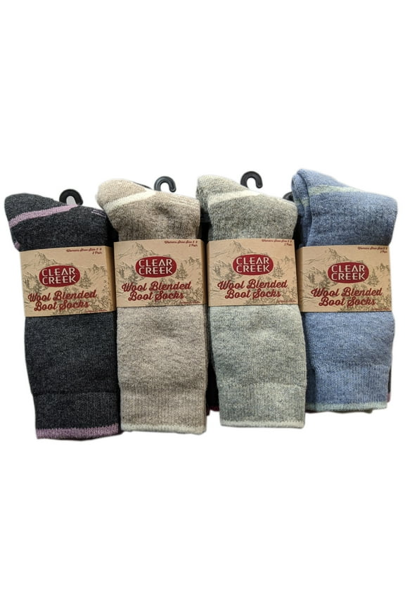 4-Pack Clear Creek Wool Blended Boot Socks Women's Shoe Size 5-9