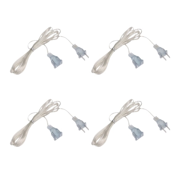 4 Pack Clear Extension Cord, 10FT Male to Female 2 Prong Indoor Extension Cords, Thin Transparent Power Cables for Christmas Trees and Home Decor