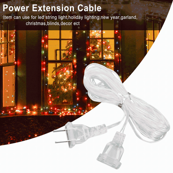 4 Pack Clear Extension Cord, Male to Female Power Cord Extension, 2 Prong Extension Cord, 16Ft Extension Power Cable, Extension Cords for Lighting