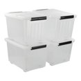 4Pack Clear Large 50 L Plastic Storage Boxes, Plastic Storage Bins