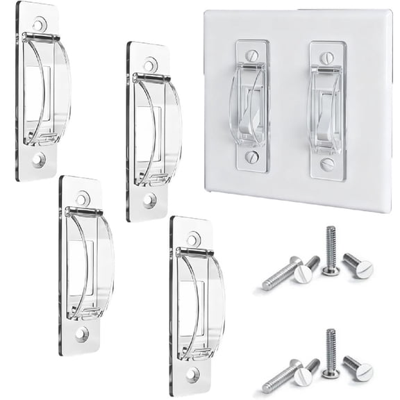 4 Pack Clear Light Switch Guard, Child Proof Toggle Switch Lock Cover, Prevents Accidental On/Off of Lights by Kids & Adults