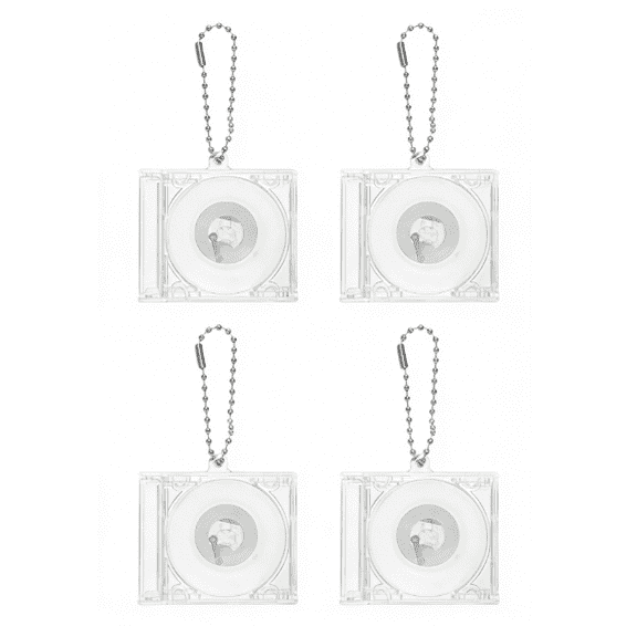 4-Pack Clear Mini CD Keychain Holder: DIY Player-Shaped Pendant with NFC Chip for Album, Bag, Wallet Charm Gift(DSF)