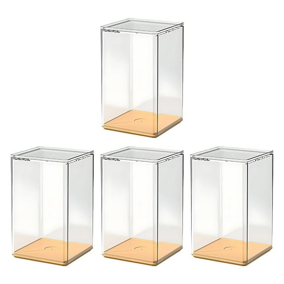 4 Pack Clear Plastic Figurine Storage Box Display Case - Collectible Toy Protector with Dustproof Cover for Action Figures Anime Models - Stackable Organizer for Home Office Shelf Cabinet Décor