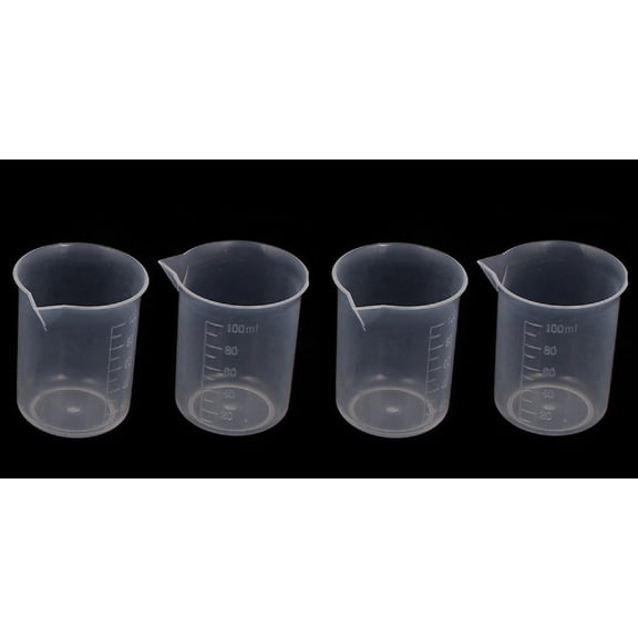 4Pack Clear Plastic Graduated Beaker Measuring Cups, Transparent HeatResistant Liquid Measuring Beakers for Lab Kitchen Baking DIY Crafts 100mL(3.4oz)