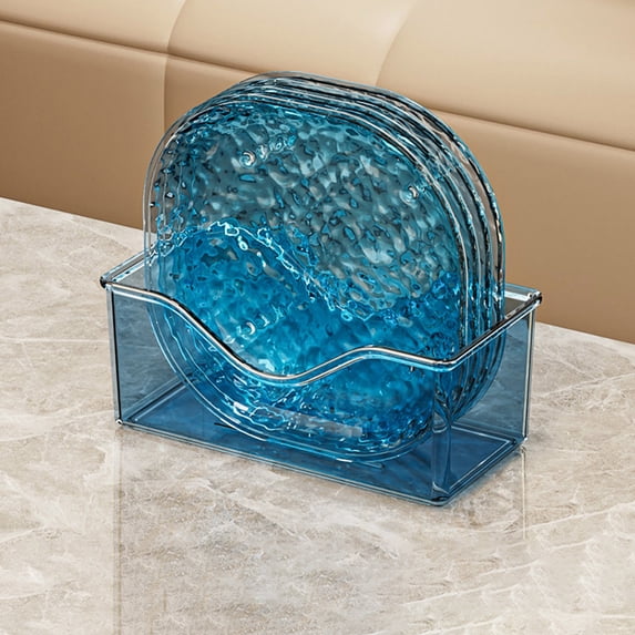 4-Pack Clear Plastic Serving Trays with Base | Reusable Stackable Dinner Plates for Kitchen, Camping & Parties | 14.5x14.5cm