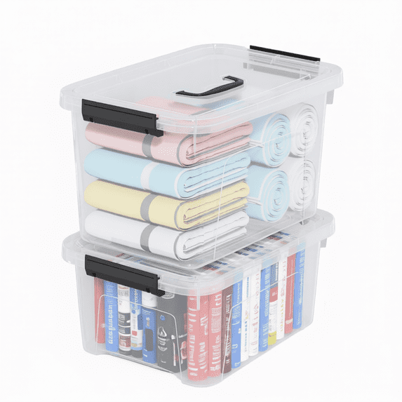4-Pack Clear Plastic Storage Bins with Latching Lids and Handles, 20 ...