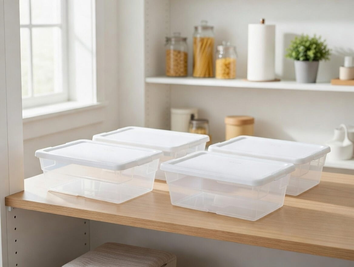 Walmart Containers 4 Pack Clear Plastic Storage Bins with Lids, Stackable Rectangular ...