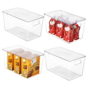 Sindcom 4 Pack Clear Plastic Storage Bins with Lids, Pantry Organizer, for Cabinet, Kitchen, XLarge