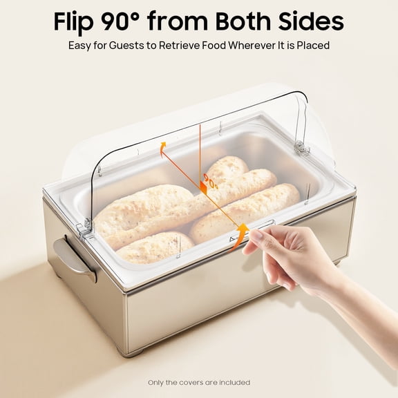 4-Pack Clear Roll Top Food Covers 21x13x7 Inch PC Flip-Top Display Covers for Buffet, Catering, Parties, Restaurants