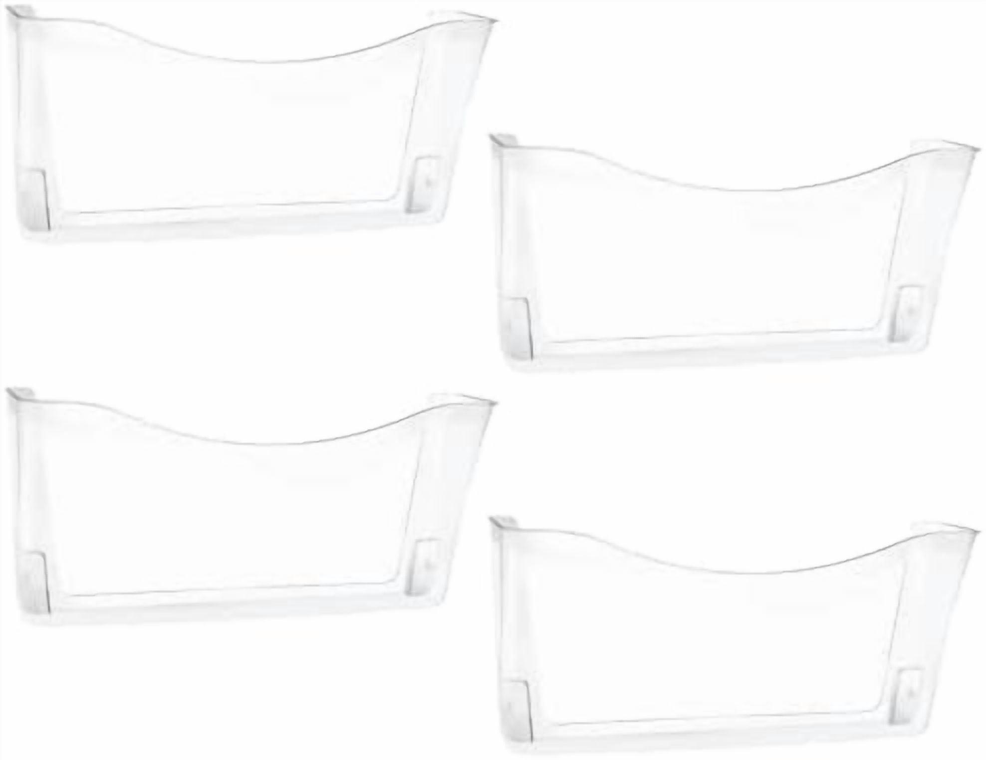 4 Pack Clear Single Pocket Hanging File Organizer, Plastic Wall Mount Paper Mails Magazines Holder, Mounted Folder Bins for Office, School and Home, 13.85x3.14x6.88 inches