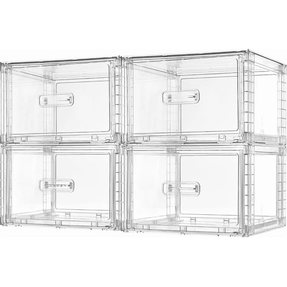 4 Pack Clear Stackable Closet Storage Drawers 15QT, Medium