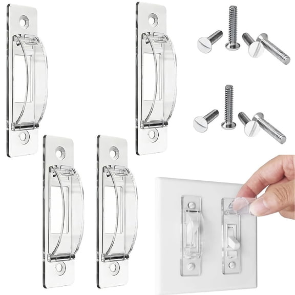 4 Pack Clear Toggle Light Switch Guards, Childproof Wall Switch Cover, Prevents Accidental On/Off for Home Lights & Outlets