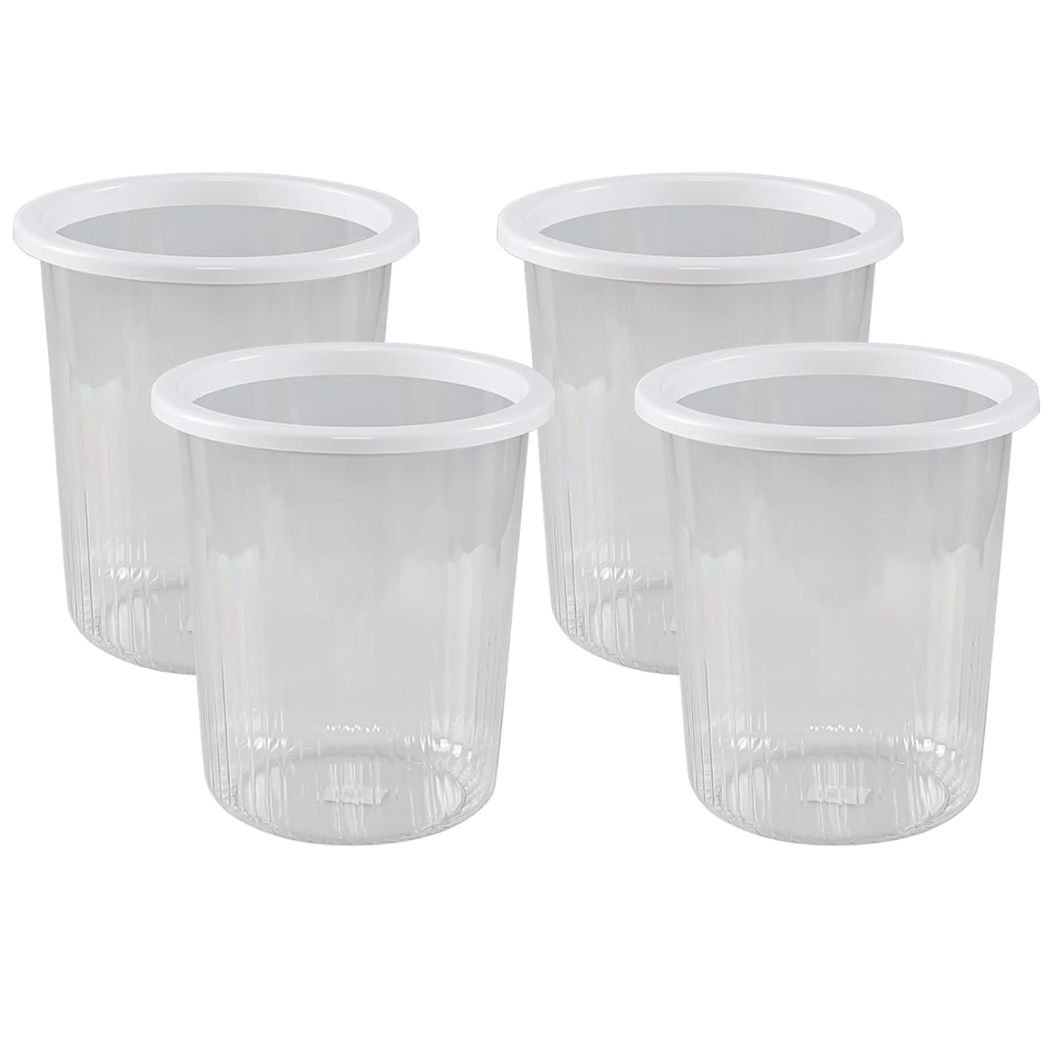4Pack Clear Trash Can, Plastic Wastebasket 4 Gallon Round Garbage