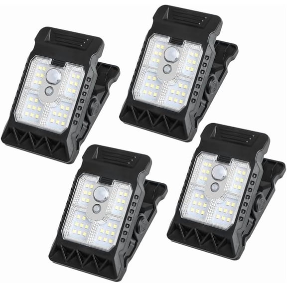 4 Pack Clip on Solar lights Uutdoor, Solar Clip Light with Motion Sensor,Portable Outdoor LED Light for Camping, Adjustable Clip On LED Light for Garden, Multifunctional Clip Lamp for Garage