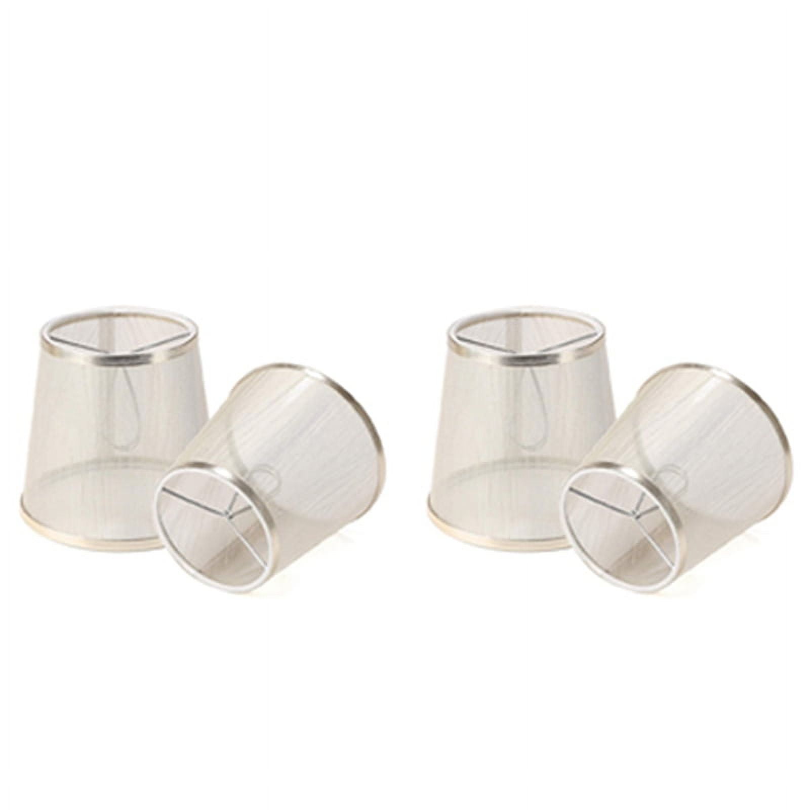 4 Pack Clip on Gauze Chandelier Lamp Shades Little Upright Wall Candle Light Lampshade (Gold)