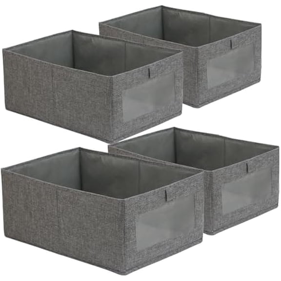 4 Pack Closet Organizers and Storage Bins, Storage Containers for Organizing Clothing, Jeans, Toys, Books, Shelves, Wardrobe - Closet Organizer, Large Storage Boxes Baskets with Window