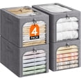 thumbnail image 1 of 4 Pack Clothes Storage Bins with Metal Frame, Foldable Clothing Storage Bins with Lids, 40L Stackable Storage Box Storage Bags Fabric Bins Organizer with Clear Window＆ Zippers＆ Sturdy Handles, 1 of 10