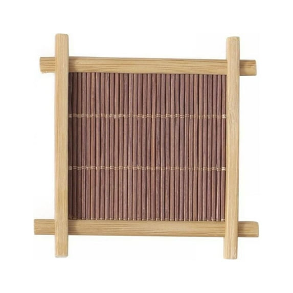 4 Pack Coasters Bamboo Coasters Teacup Saucers Tea Accessories Sets Square Handmade Tea Cup Mat Placemats for Kungfu Tea,Coffee,Home Decor Gift and Kitchen Accessories,4.7x3.5inch