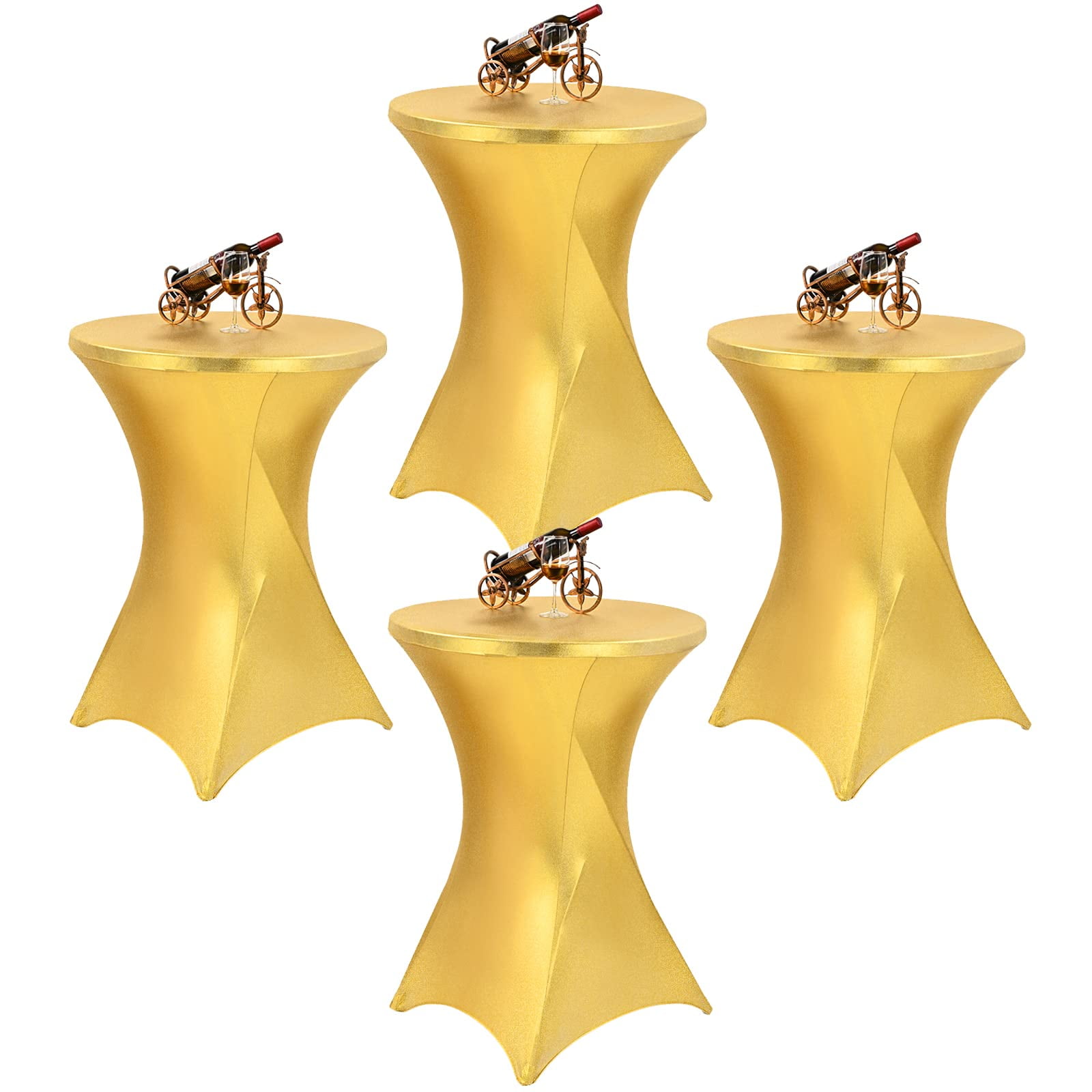 4 Pack Cocktail Spandex Stretch Square Corners Tablecloth, 32"x43